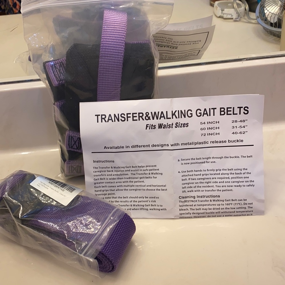 2 Gait Belts. 1- 60” Transfer & Walking & 1 addtl 60” both with adjustable belts